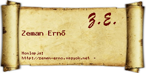 Zeman Ernő névjegykártya